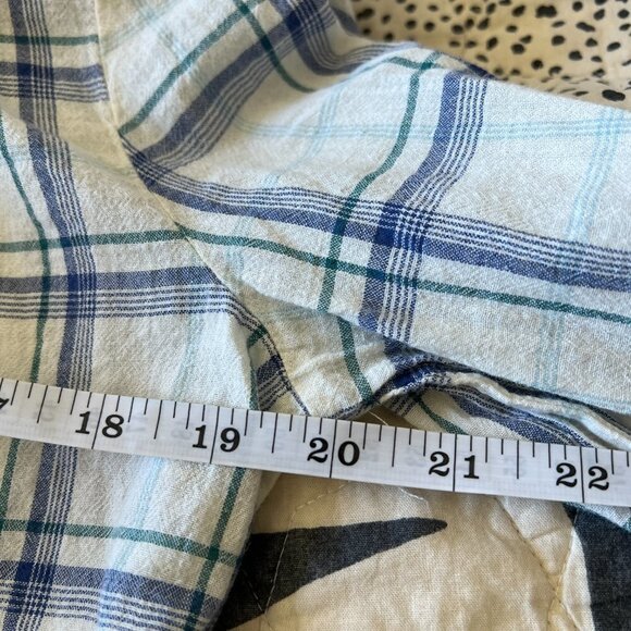 Jodifl Blue White Plaid High Neck Ruffle Cottagecore Academia Blouse Shirt Top - Picture 7 of 8